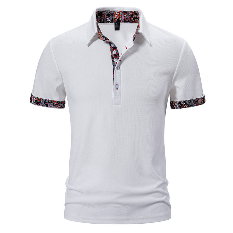 European Size Polo Shirt Men's Color Stitching Turnover Neck Short Sleeve - Your Shopify