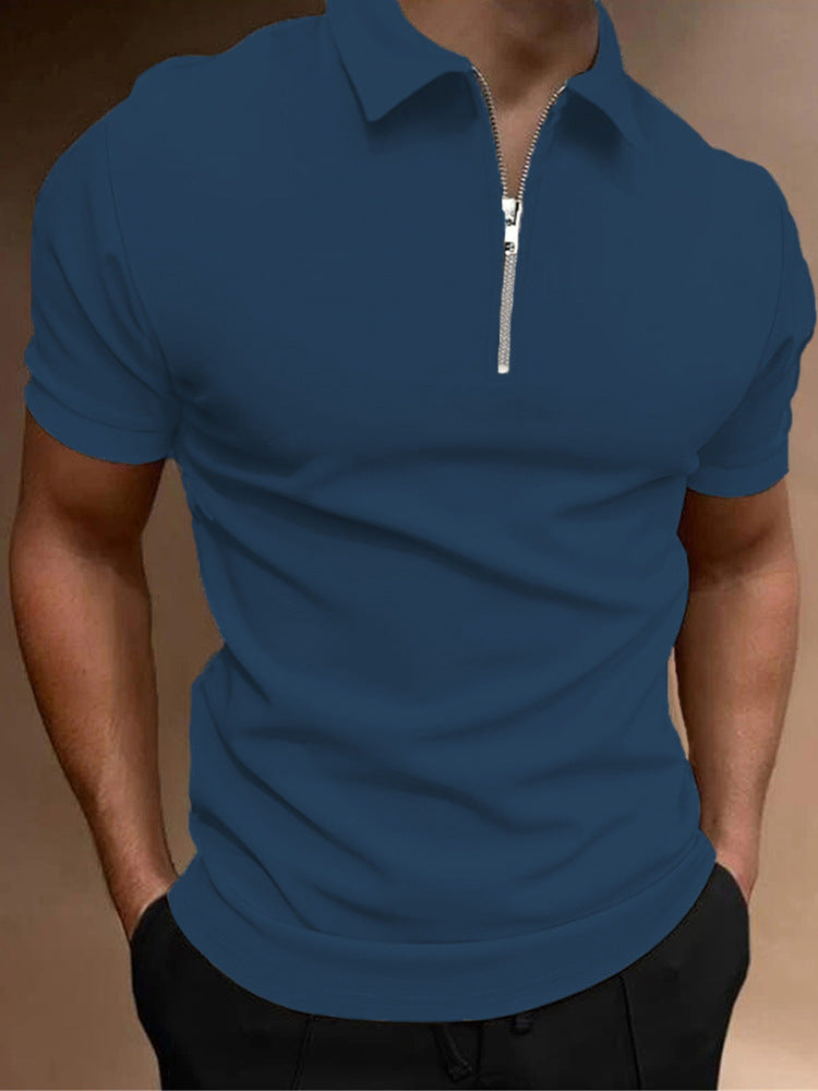 Men's Polo Shirt Solid Color Polo Collar T-shirt Casual Fit Top Men's Clothing - Your Shopify
