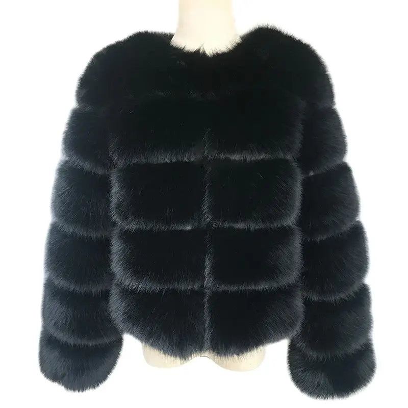 HJQJLJLS 2023 New Women Long Sleeve Pink Faux Fur Coat Female Fluffy Soft Furry Jacket High Imitation Fox Fur Outerwear LJLS140
