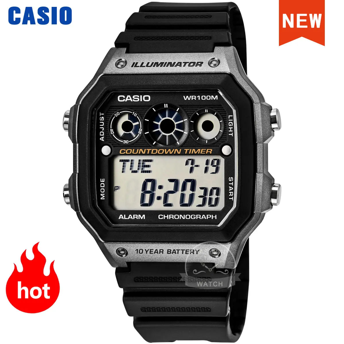 Casio for men  Multi-Function Electronic Watch Water Resistant Resin Strap AE-1300WH-8A