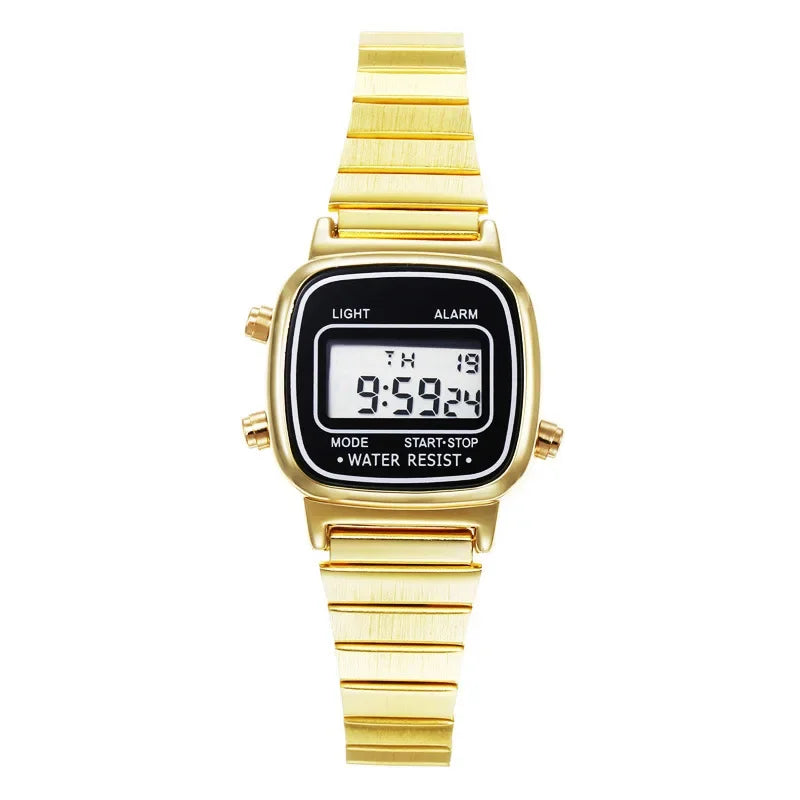 Women Casual LED Electronic Watch Man Retro Stainless Steel Watches for Women Unisex LED Digital Watch Multifunction Wristwatch