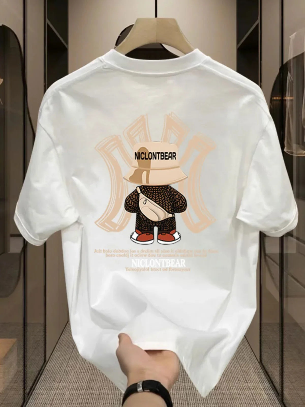 2025 high-quality fashion brand Summer All-loose 100% pure cotton men's trendy brand Harajume-style short sleeves