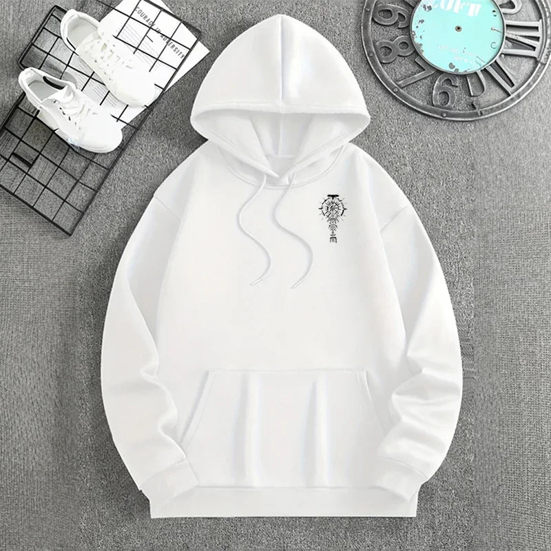 Men's Hooded Sweatshirt Autumn Winter Casual Sporty Hoodie High Grade Ancient Viking Raven Pattern Coats Male Urban Fashion Tops