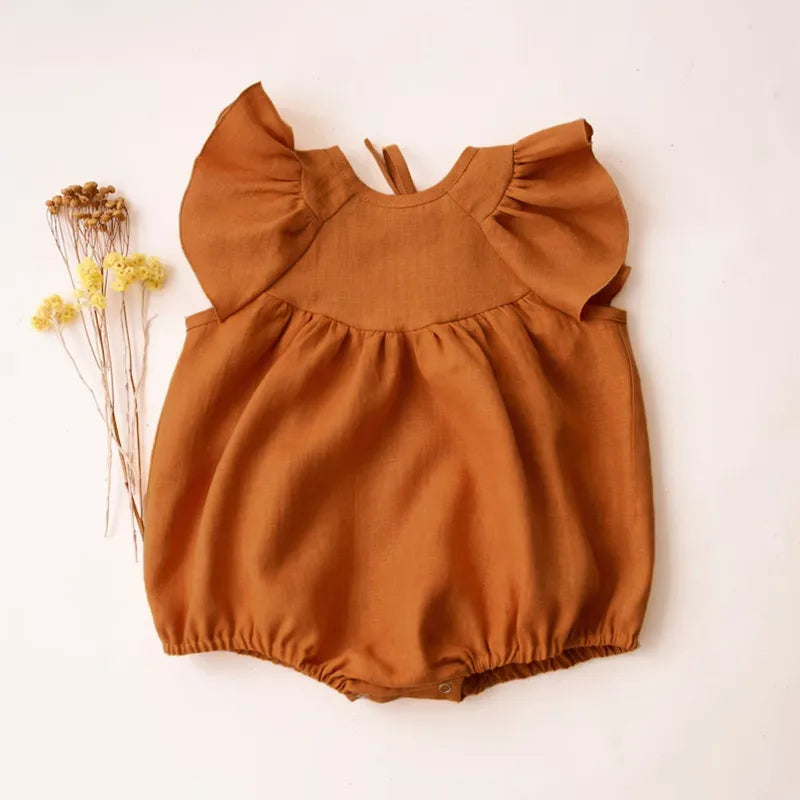 Summer Intant Baby Girl Jumpsuit Linen Cotton Baby Girl One-piece Playsuit Baby Girl Romper