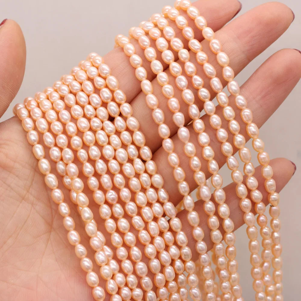 3-4mm AAA High Quality Women Rice Natural Freshwater Pearl Bead for Needlework Jewelry DIY Necklace Bracelet Accessories Gift