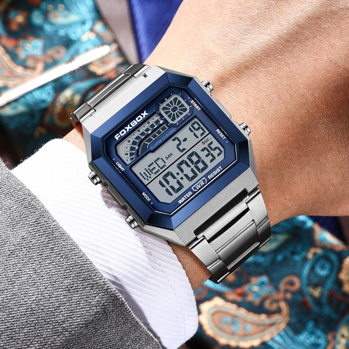 FOXBOX Original Brand Luxury Men Watch Fashion Business Square Digital Watch For Men Sports Waterproof Men's Quartz Wristwatches