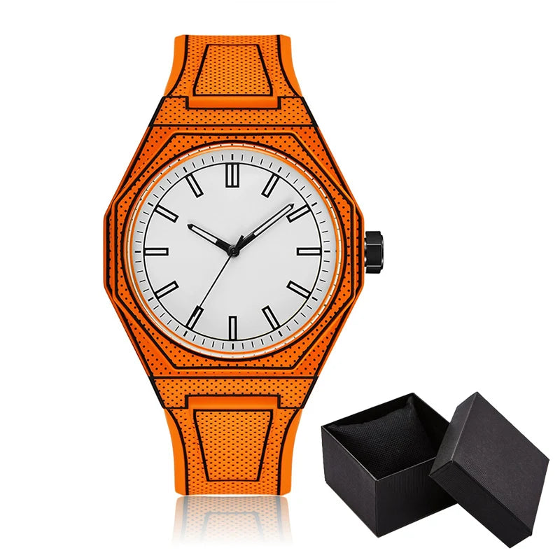Luxury Men Watch Men's Quartz Wristwatch Minimalist Black White Dial Male Sports Reloj Silicone Rubber Strap Man Unusual Clock