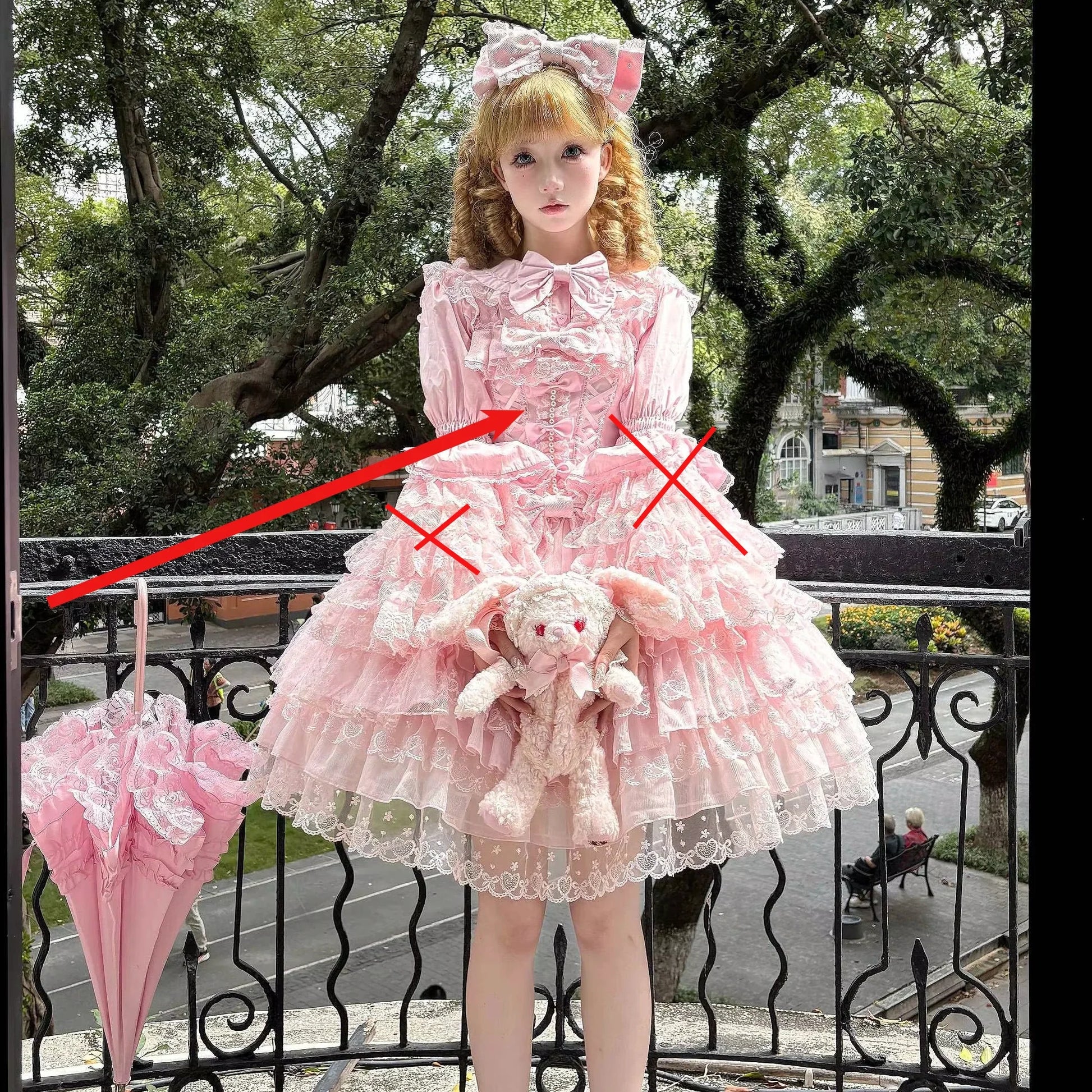 Women's Lolita Pink Dress Jsk Bow Lace Stitching Cute Sweet Girls Suspender Dress Lady Long Sleeve Inner Shirt Y2k Hairpin Cloak