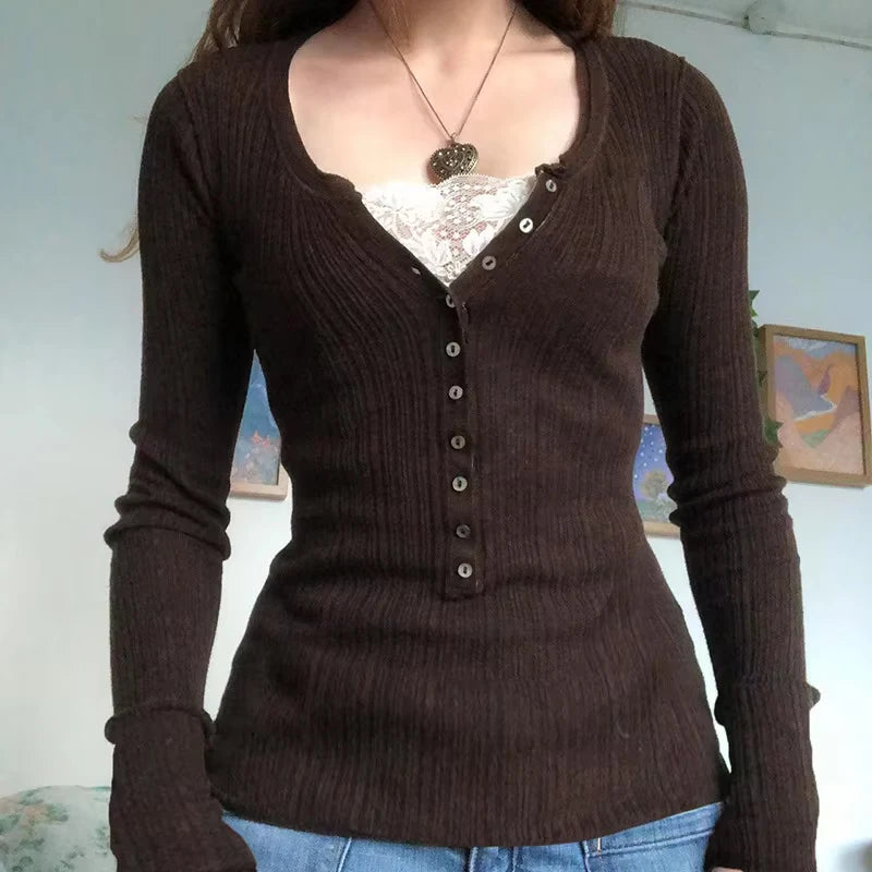 Aesthetic Coquette Knit Sweaters Outfit Vintage Babydoll Tops Pullovers Lady Autumn Square Neck Long Sleeve Knitwear Jumpers Y2k