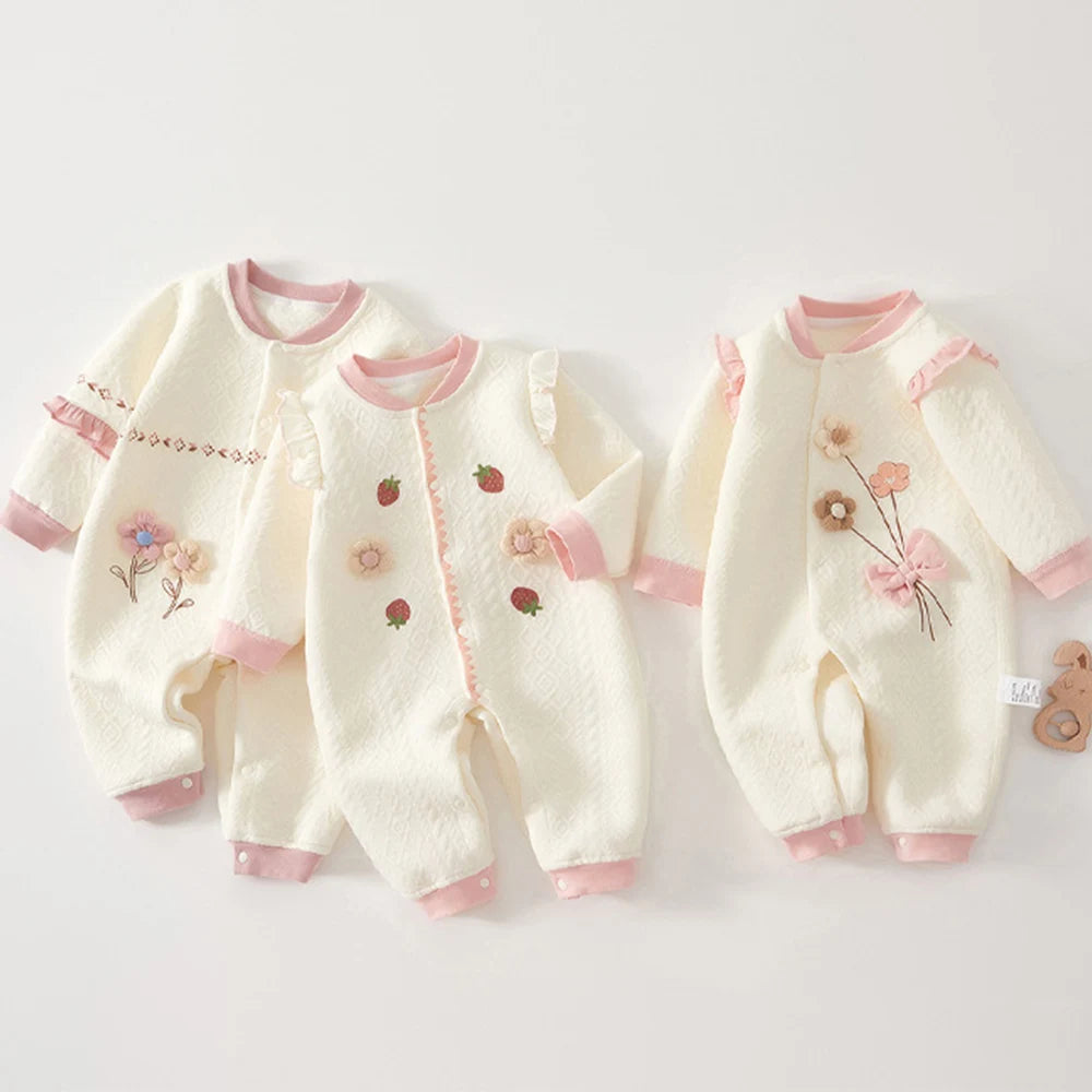 Baby Girl Romper Long Sleeve Cotton Autumn Winter Warm Newborn Clothes Princess First Birthday Baby Jumpsuit High Quality
