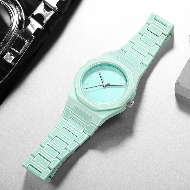 Luxury Men Watch Men's Quartz Wristwatch Minimalist Black White Dial Male Sports Reloj Silicone Rubber Strap Man Unusual Clock