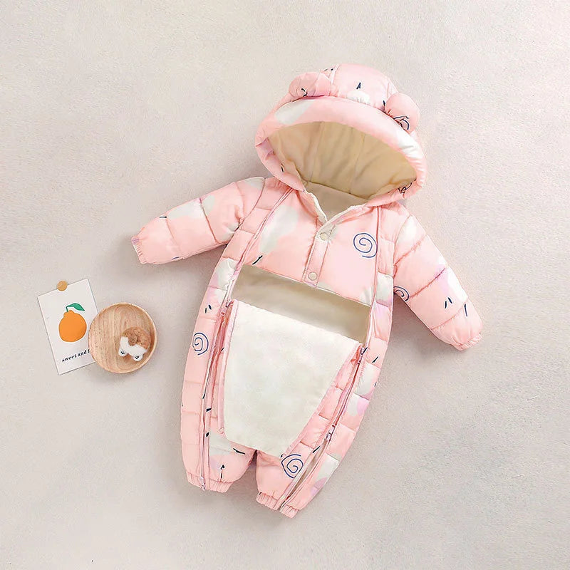 Children Autumn Winter Overall For Infant Down Cotton Thicken Clothes Hooded new born Baby costume Boys Girls Jumpsuit Romper