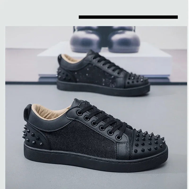 Rivet Men's Casual Sneakers Walking Men Casual Shoes Fashion Brand Sport Male Man Sneakers Shoes Designer Platform Mens Shoes