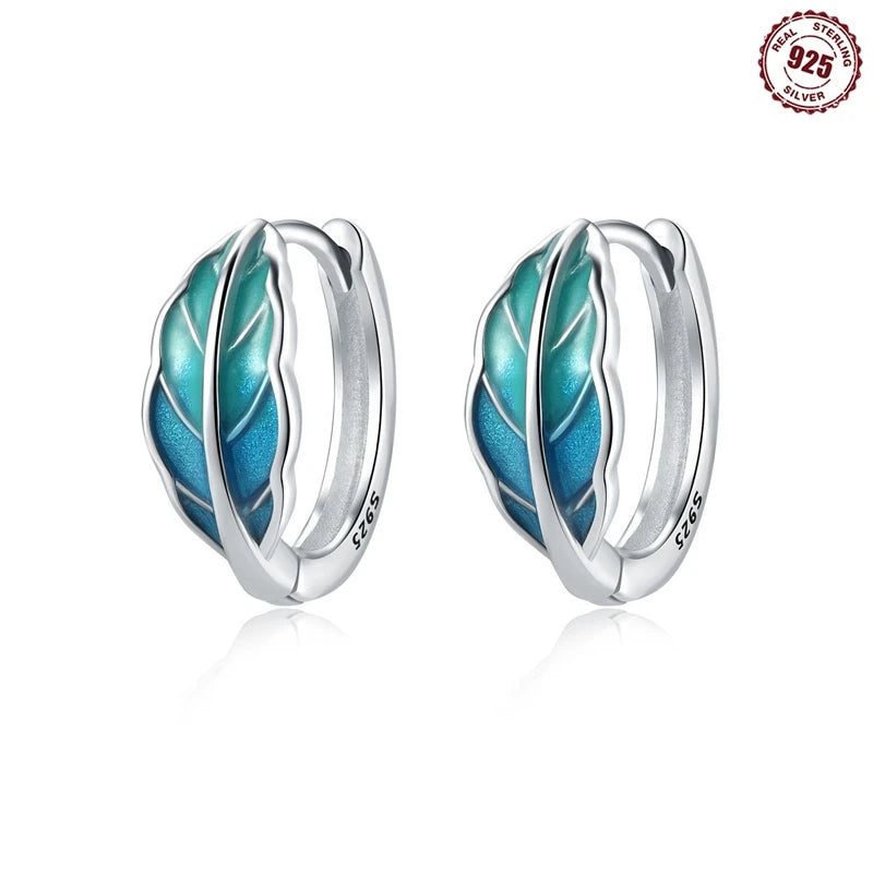 925 Sterling Silver Floral plant series greenery iris vine Hoop Earrings For Women Wedding Engagement Birthday Jewelry Gift 2024