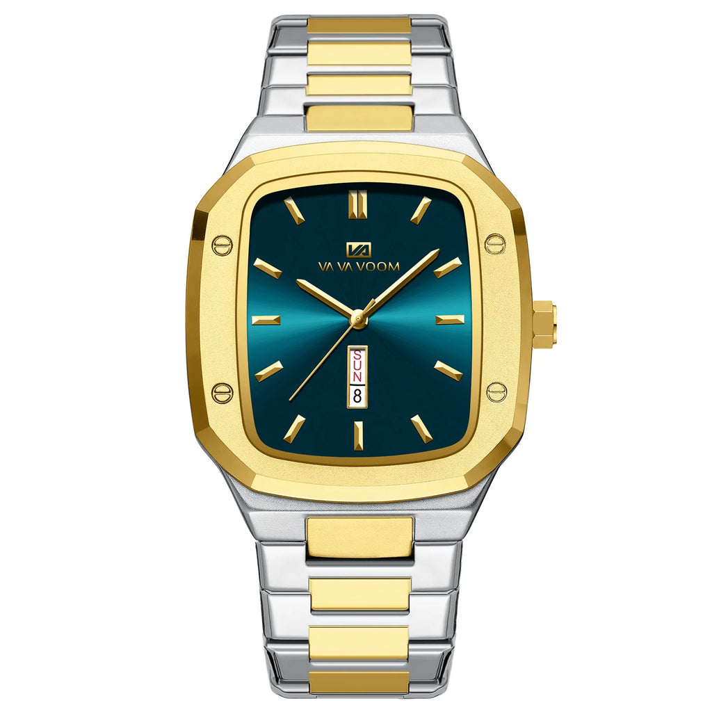 New Men's Watch Fashion Business Calendar Waterproof Stainless Steel Rectangular Male Quartz Clock Watches