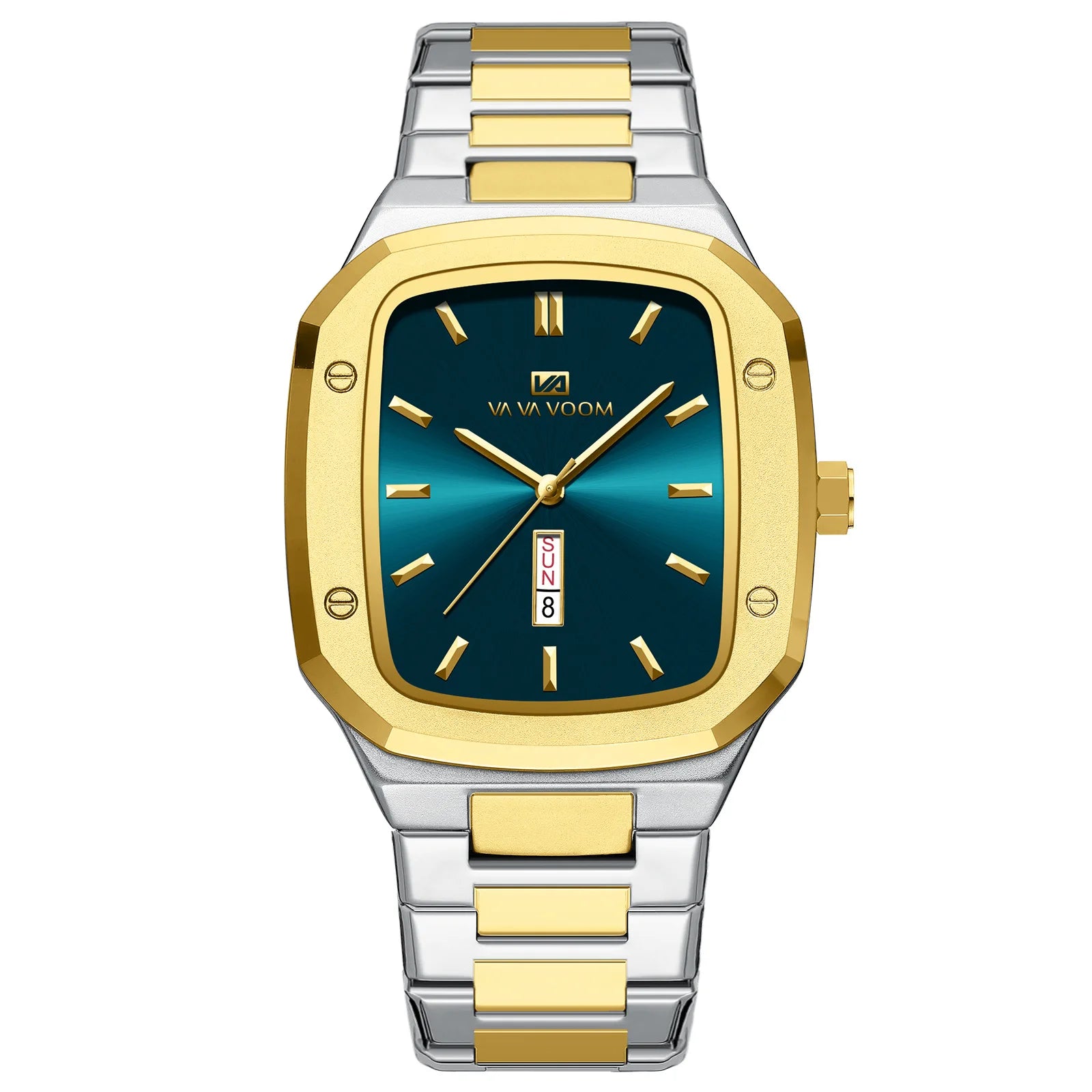 New Men's Watch Fashion Business Calendar Waterproof Stainless Steel Rectangular Male Quartz Clock Watches