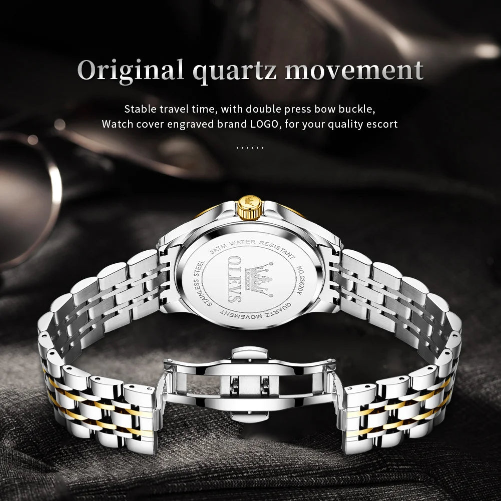 OLEVS 3620 Mens Watch Original Brand Quartz Wristwatch Waterproof Luminous Reloj Watches For Men Dual Calendar Watch Men Gifts