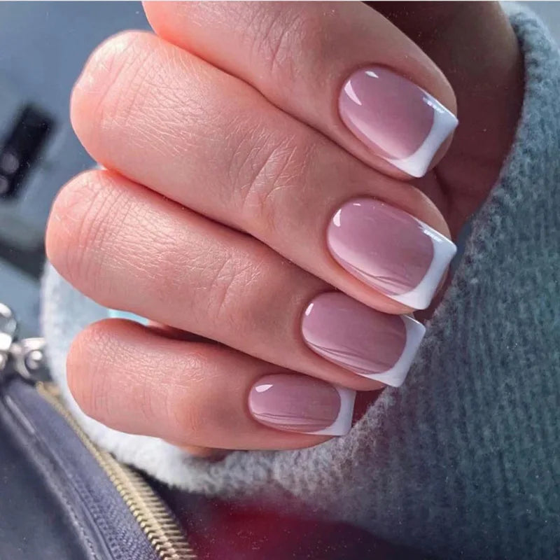 24pcs Simple Nails Fake Press On Art Reusable Adhesive False Supplies Charms Products Stylist Decorated False Nails Design