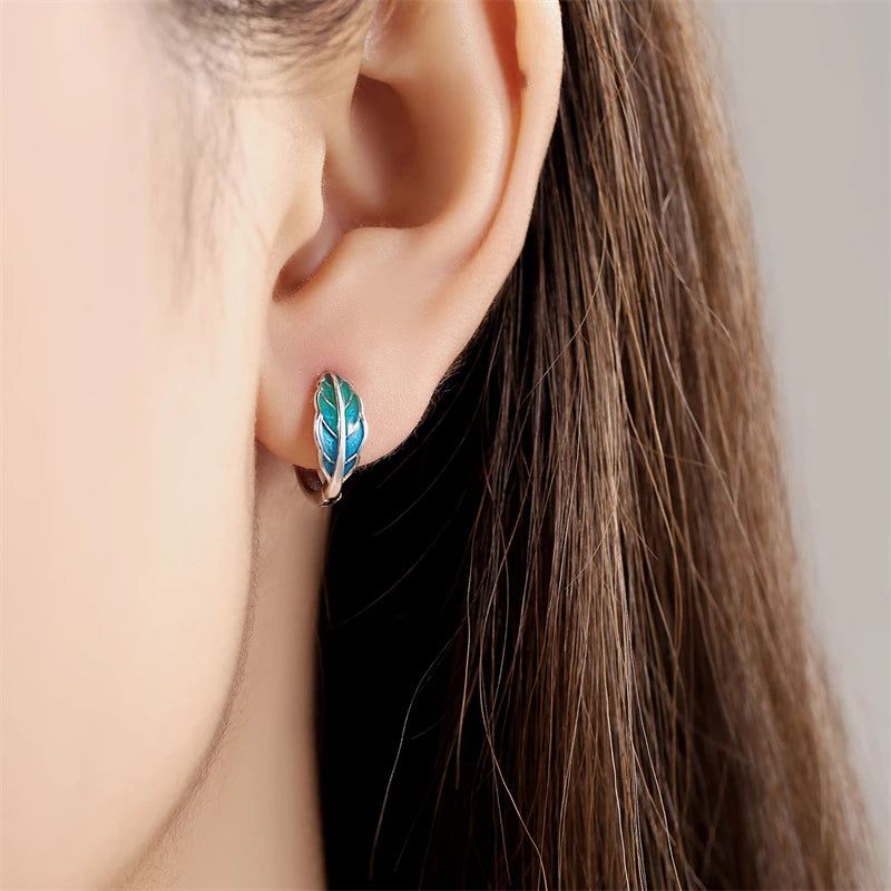 925 Sterling Silver Floral plant series greenery iris vine Hoop Earrings For Women Wedding Engagement Birthday Jewelry Gift 2024