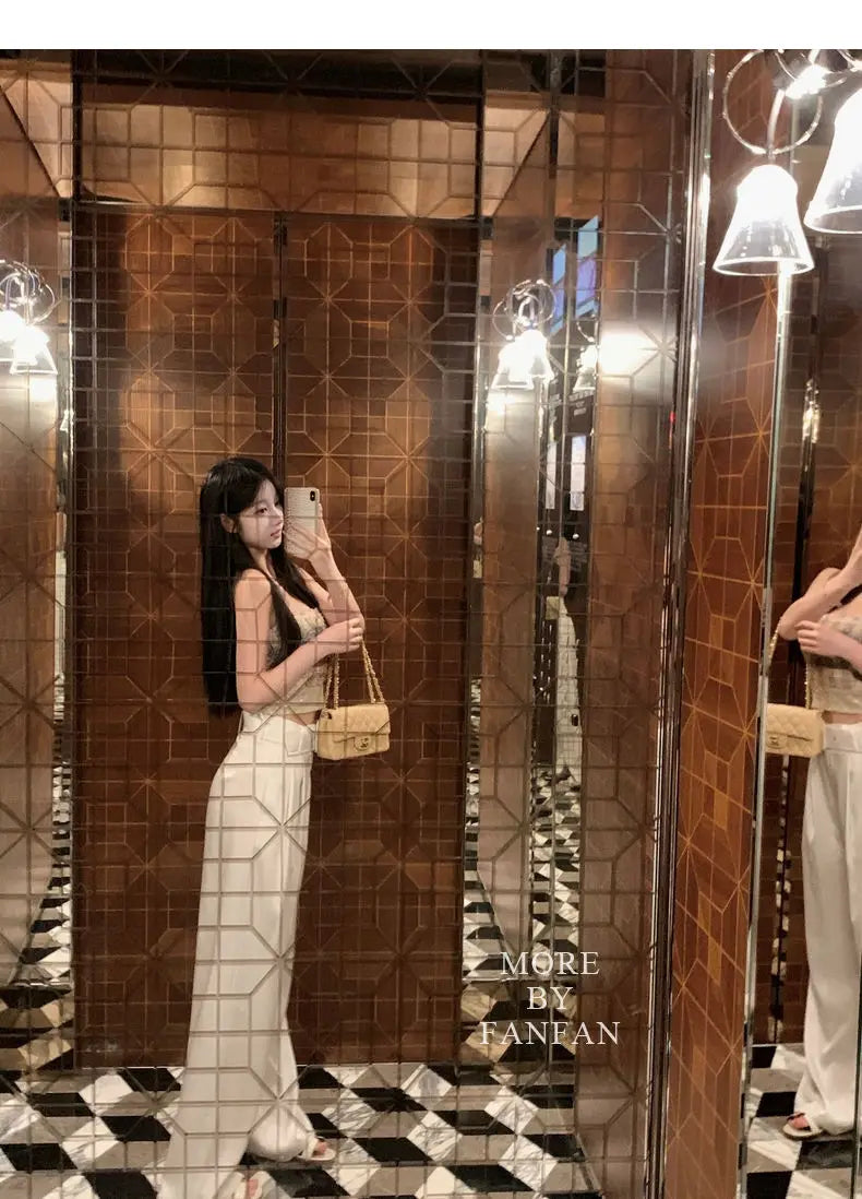 Sexy  Camis Plaid Chic  tube top Slim Korean Tanks Top Sleeveless Elegant  Crop Top Summer Women Bustier