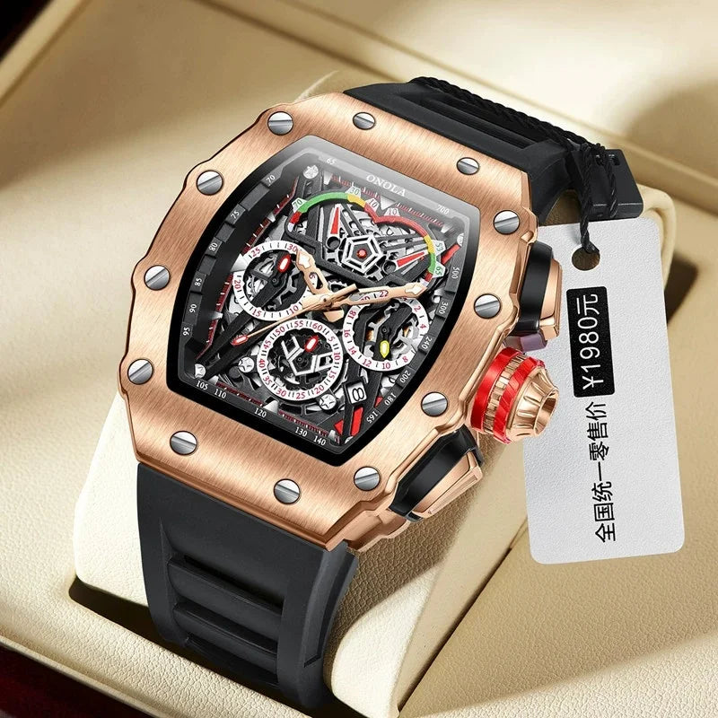 ONOLA 6827 Fashion Luxury Hands Clock Multifunction Waterproof Luminous Sports Casual Male Quartz Watches for Men Reloj Hombre