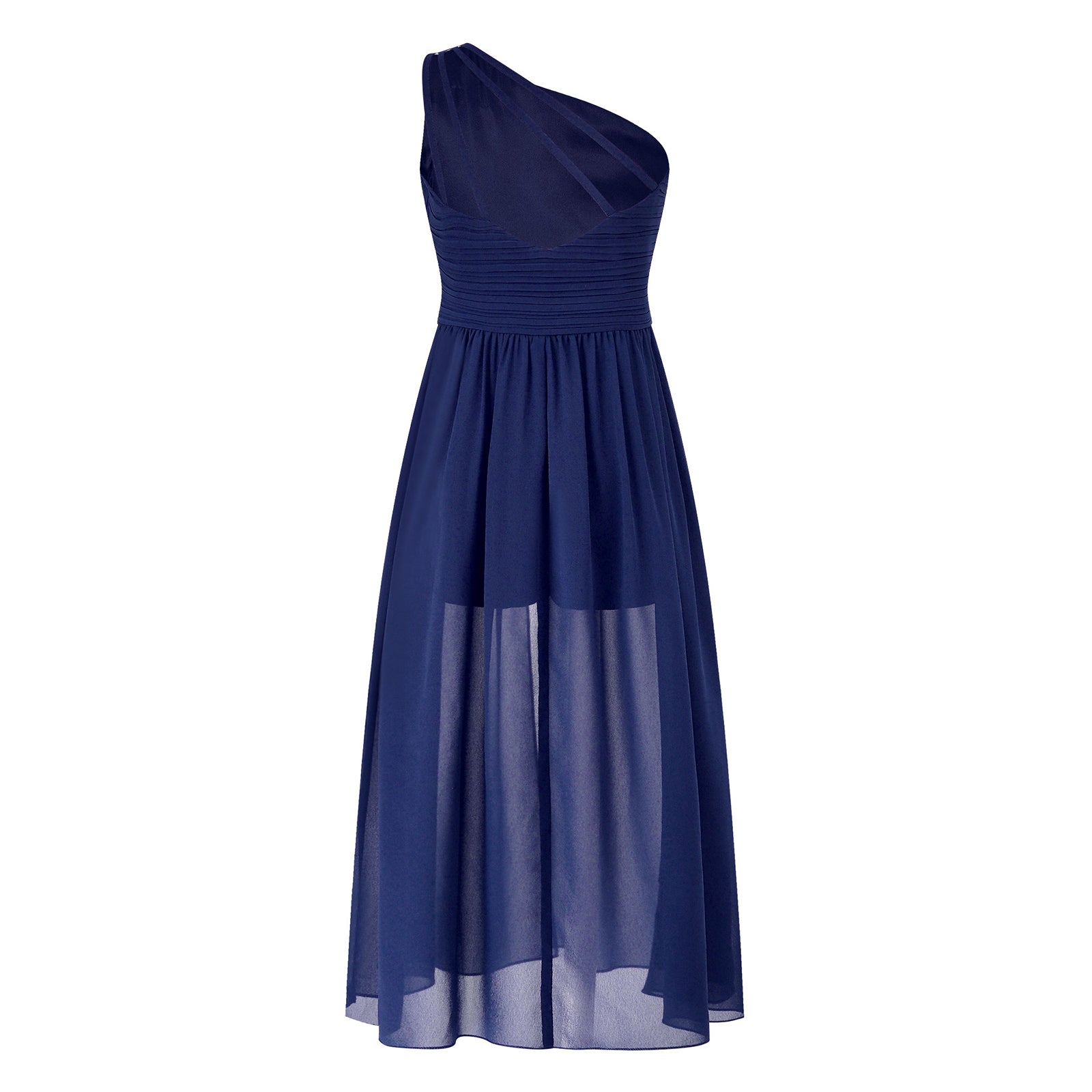 6-16Y Kids Girls Elegant Shiny Beaded Party Dress One Shoulder Ruched Jumpsuit Skirt Princess Wedding Birthday Evening Prom Gown