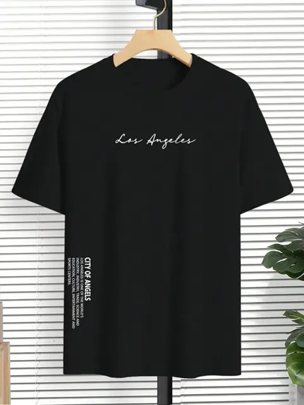 Los Angeles City Of Angels Letter Graphic T-Shirts Men Breathable Tees Summer Cotton Tshirt Hip Hop Oversized T-Shirt 82990