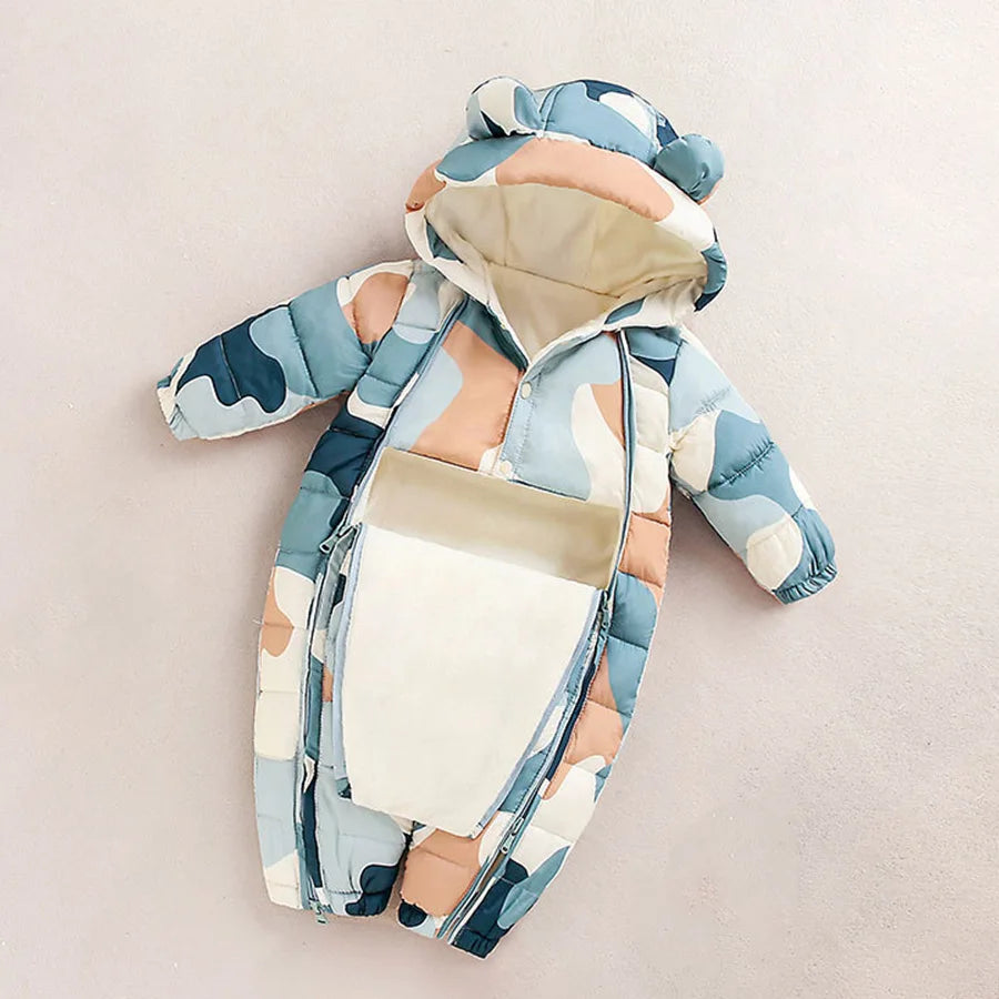Children Autumn Winter Overall For Infant Down Cotton Thicken Clothes Hooded new born Baby costume Boys Girls Jumpsuit Romper