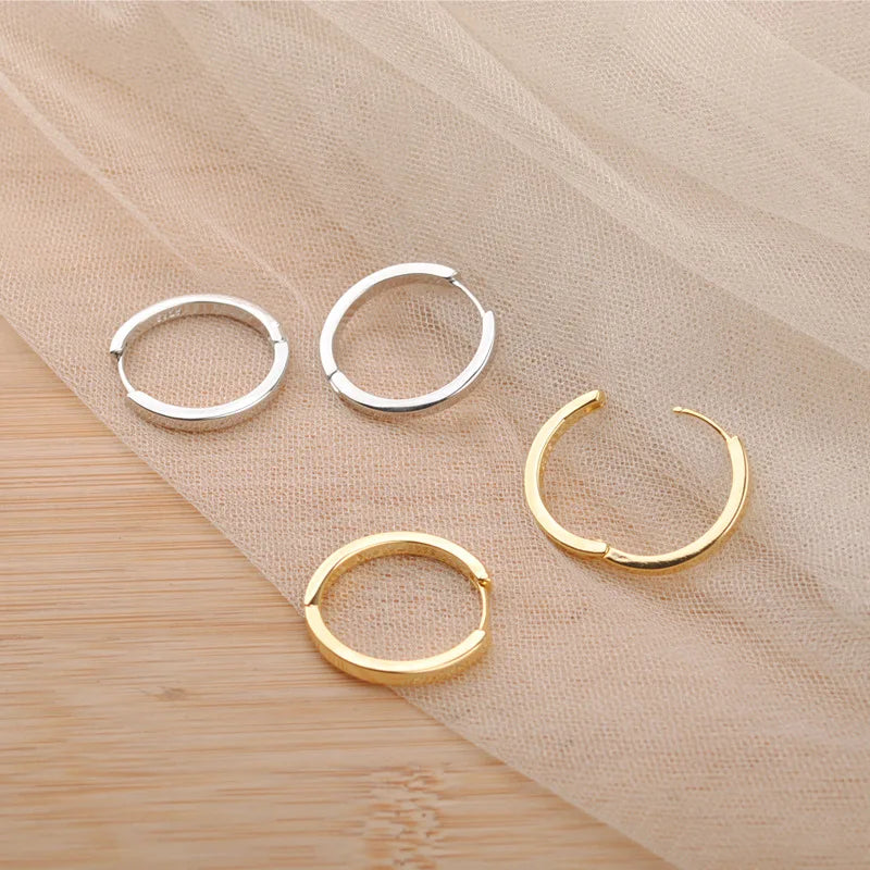 925 Sterling Silver Oversize Circle Hoop Earrings for Women Girl New Geometric Crystal Round Earring Brincos Party Jewelry Gift