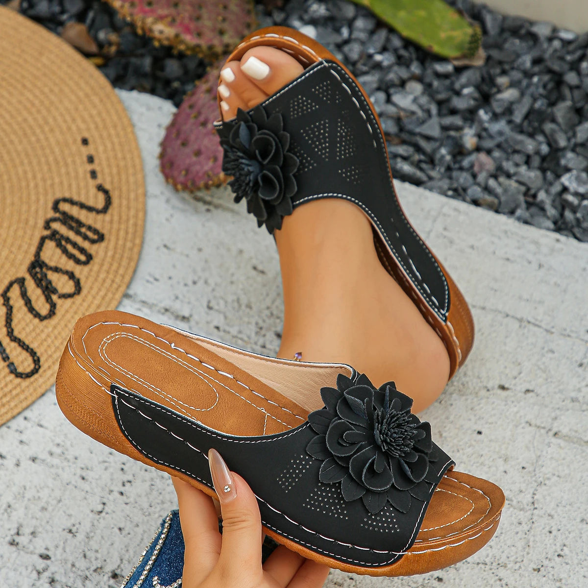 Summer Sandals Women Shoes Non-Slip Walking Shoes Slip On Shoes Woman Wedge Women's Sandals Party Slippers Woman Female Footwear
