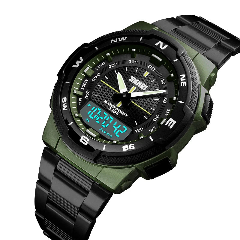 SKMEI Fashion Back Light Sport Digital Watch Mens Clock Top Brand Luxury Full Steel Business Date Waterproof Chrono Wristwatch