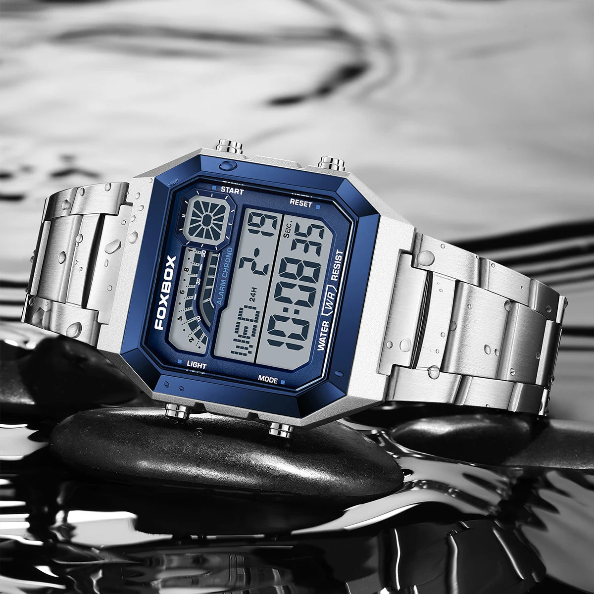 FOXBOX Original Brand Luxury Men Watch Fashion Business Square Digital Watch For Men Sports Waterproof Men's Quartz Wristwatches