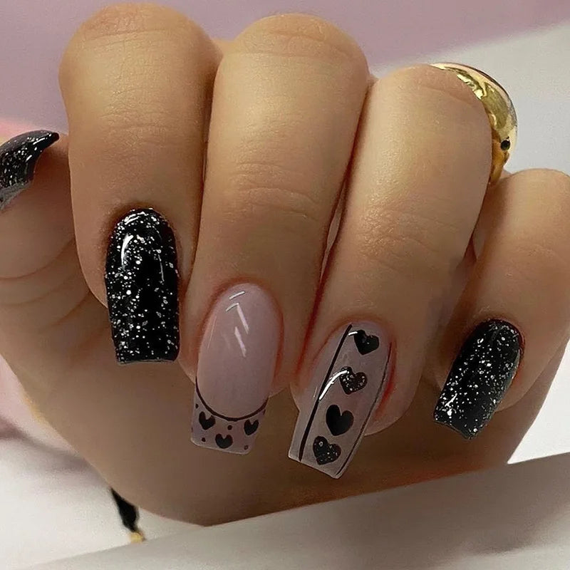 24pcs Simple Nails Fake Press On Art Reusable Adhesive False Supplies Charms Products Stylist Decorated False Nails Design