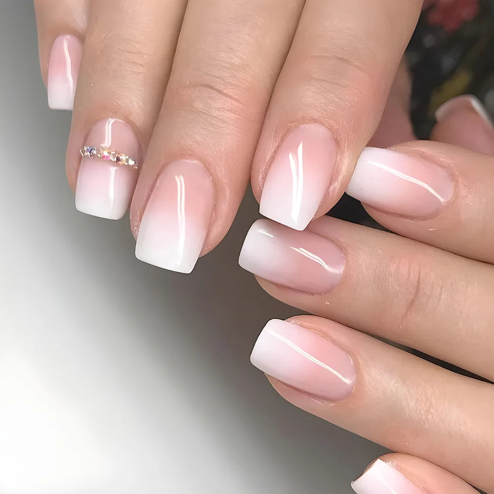 24pcs Simple Nails Fake Press On Art Reusable Adhesive False Supplies Charms Products Stylist Decorated False Nails Design