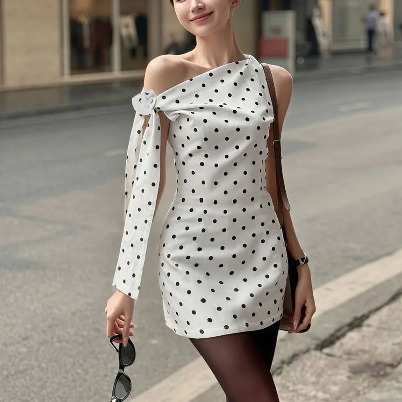 Tuularose Polka Dot Backless Mini Dress Women Summer Sexy Printed Strapless Lace-up Dress Fashion Sleeveless Vintage Party Dress