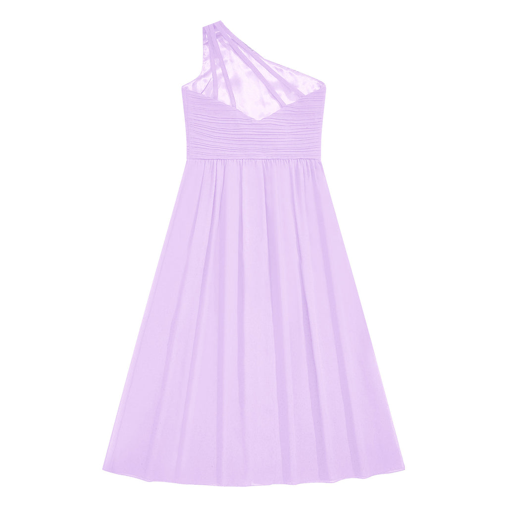 6-16Y Kids Girls Elegant Shiny Beaded Party Dress One Shoulder Ruched Jumpsuit Skirt Princess Wedding Birthday Evening Prom Gown