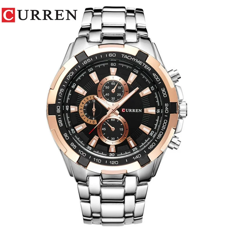 CURREN Fashion large dial leisure business watch Men's quartz waterproof wristwatch  Quartz Male Clock