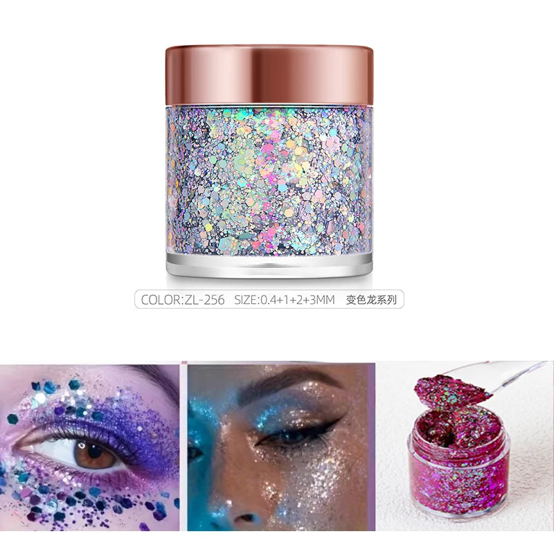 Sequins Body Glitter Gel,Make Up Long Lasting Glitter For Body Face Hair Eyeshadow,Festival Party Carnival Makeup Decorations