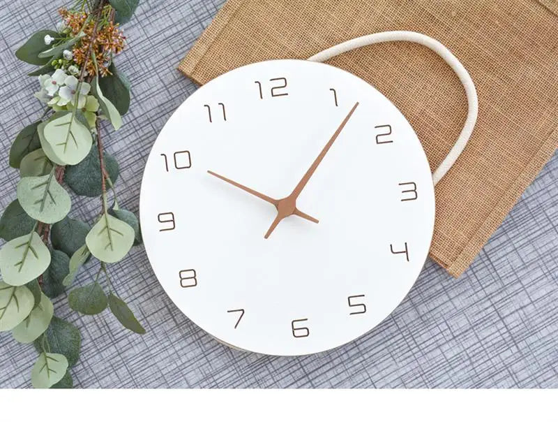 Wall Clock Silent Non Ticking Wood Oversized Wall Clocks Operated Wooden White Modern Simple Minimalist Hanging Wall