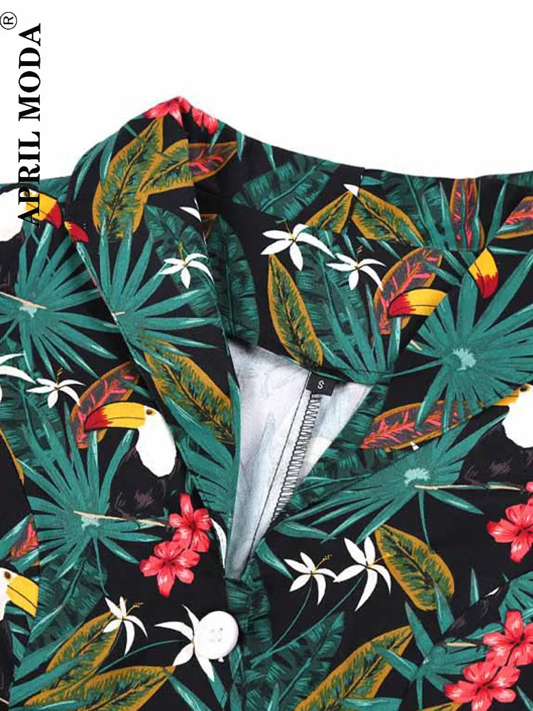 2025 Parrot Bird Print Summer Women Vintage Dress Casual Green Retro Pin UP Pinup Party Robe Rockabilly 50s 60s Swing Sundress