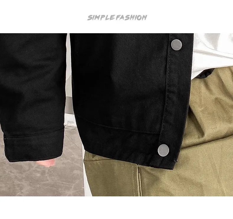 2025 Men's Loose Casual Denim Jacket Fashion Korean Style Simple Lapel Button-up Coats Solid All-match Jean Jacket Men Outerwear