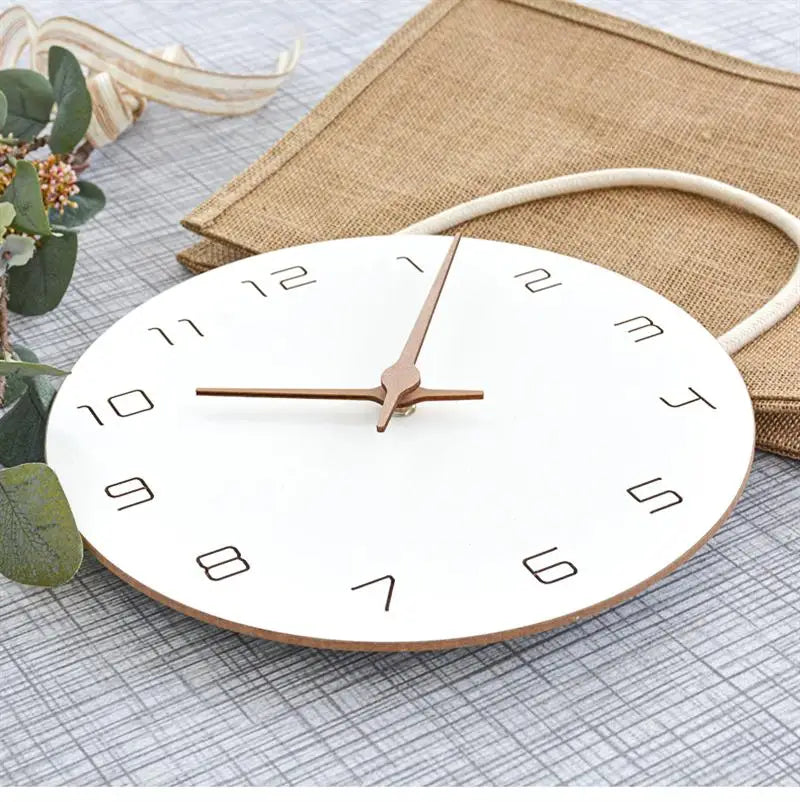 Wall Clock Silent Non Ticking Wood Oversized Wall Clocks Operated Wooden White Modern Simple Minimalist Hanging Wall