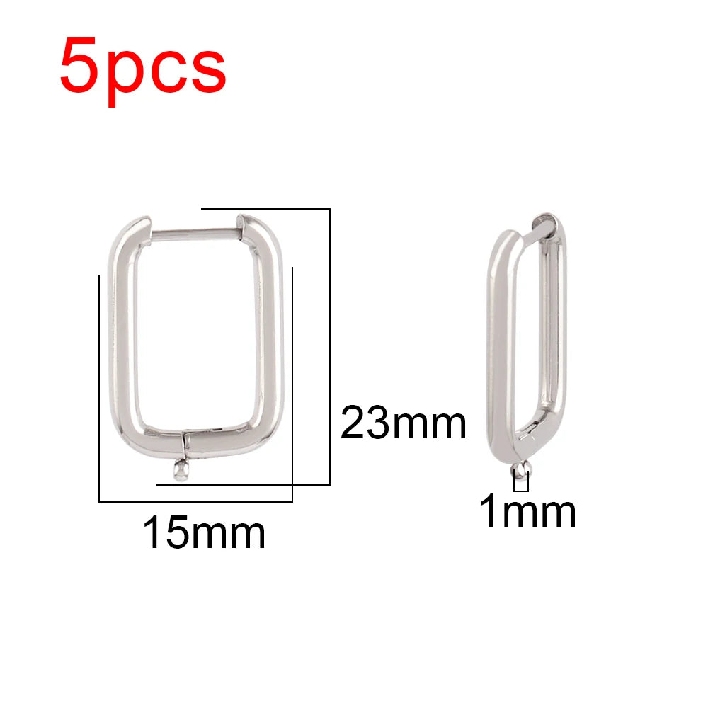 5pcs 316L Stainless Steel Heart Hoop Earrings Posts Star Geometric Oval Earring Base For DIY Jewelry Making Accessories
