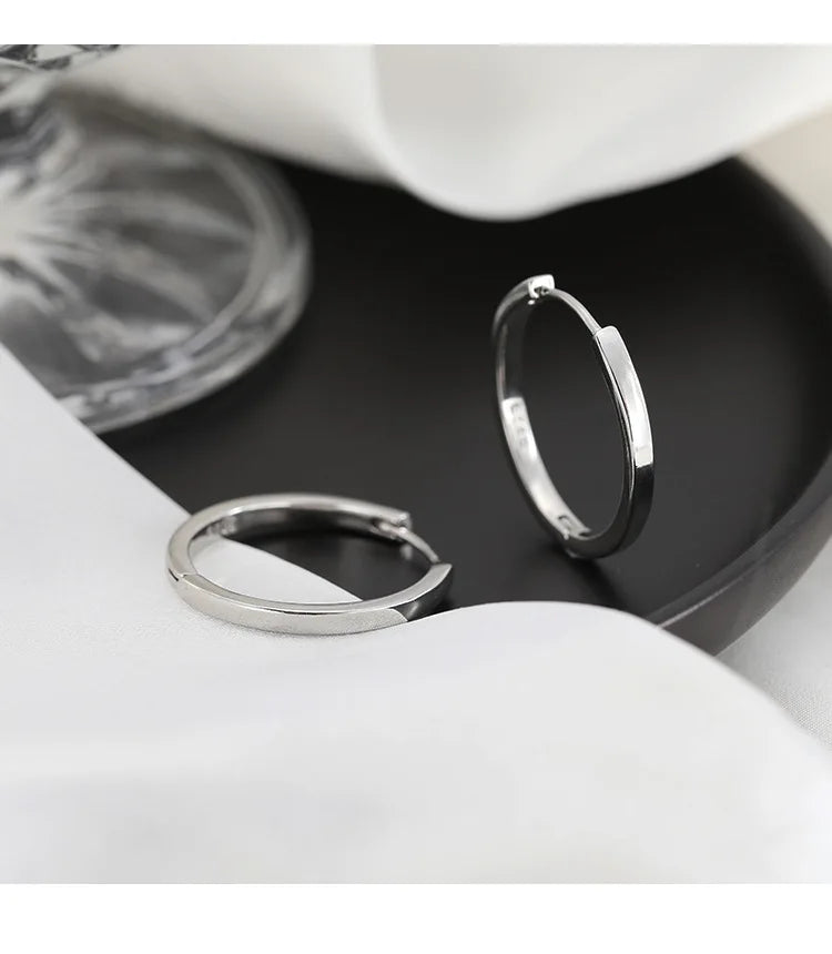925 Sterling Silver Oversize Circle Hoop Earrings for Women Girl New Geometric Crystal Round Earring Brincos Party Jewelry Gift