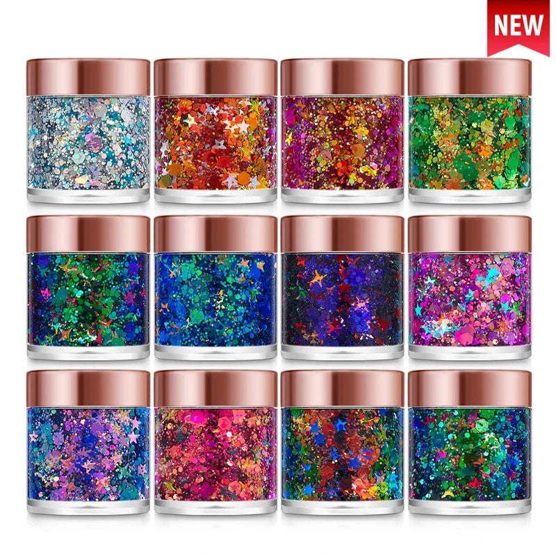 Sequins Body Glitter Gel,Make Up Long Lasting Glitter For Body Face Hair Eyeshadow,Festival Party Carnival Makeup Decorations