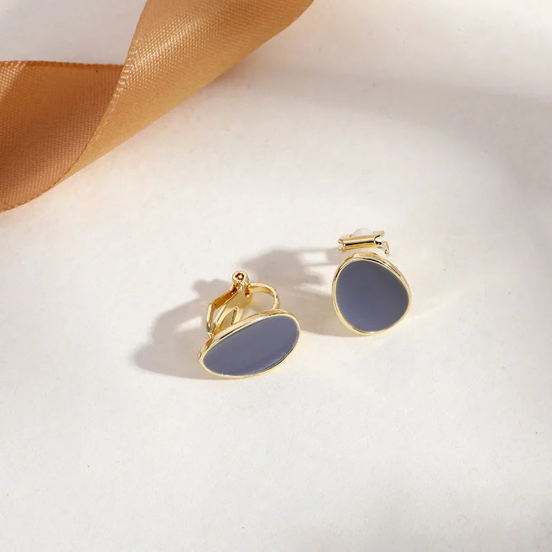 GRACE JUN New Arrival Clip on Earrings for Women's Fashion Pearl Enamel No Pierced Earrings Gold Color Cuff Earrings Ear Clip