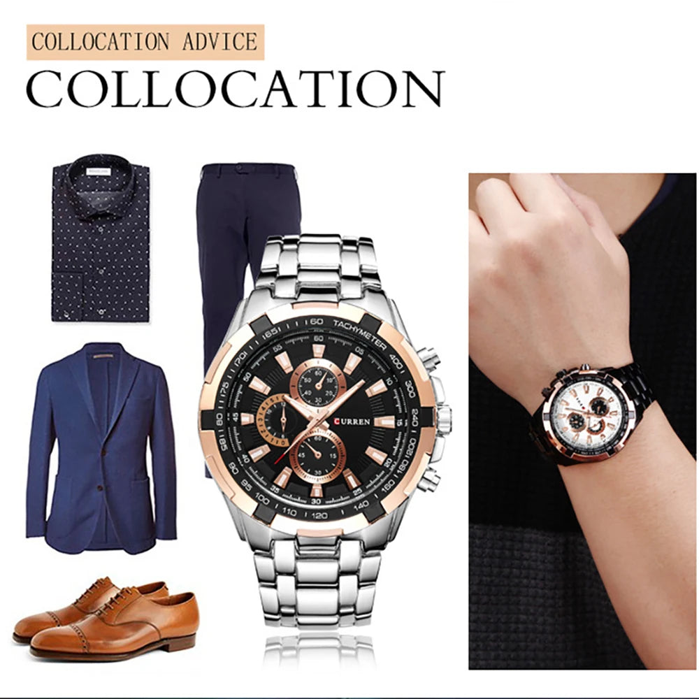 CURREN Fashion large dial leisure business watch Men's quartz waterproof wristwatch  Quartz Male Clock