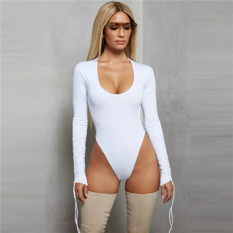 2024 Fashion Bodysuit Spring Autumn Vintage Elegant Women Long Sleeve Bodysuit Body Youthful Woman Top Women's Bodys  jumpsuit