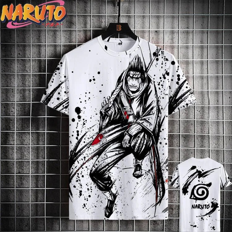 MINISO Summer Men's T Shirt Japanese Anime 3D Prints Casual Short Sleeve Tees Street Oversized Clothing Fashion Cartoon T-Shirts
