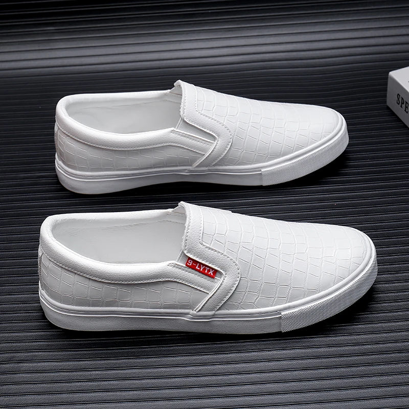 Classic White Leather Loafers Men Flats Casual Shoes Slip On  Sneakers Man Black Moccasin For Men Boat Shoes sapato masculino